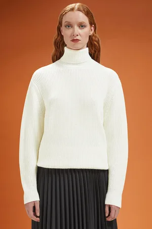 DOPPELGÄNGER Maglia donna a collo alto in costa inglese regular fit