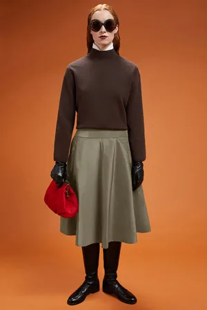 DOPPELGÄNGER Gonna donna mezza ruota in taffetà con baschina regular fit