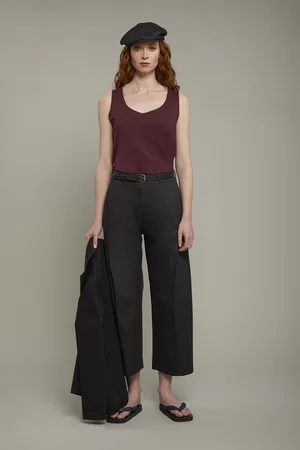 DOPPELGÄNGER Pantalone donna 100% cotone tinta unita regular fit