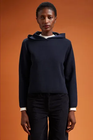 DOPPELGÄNGER Maglia donna tinta unita con cappuccio e logo ricamato regular fit