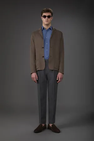 DOPPELGÄNGER Cardigan uomo con tasche a toppa, punto milano 100% cotone