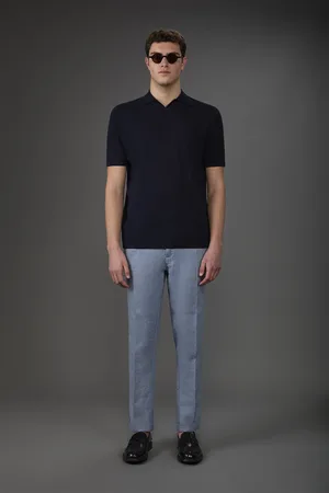 DOPPELGÄNGER Polo uomo in maglia maniche corte con collo derby e 100% cotone crepe