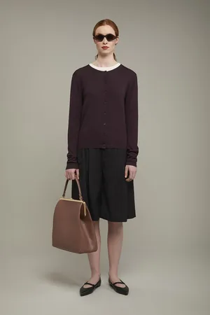 DOPPELGÄNGER Cardigan donna girocollo tinta unita regular fit
