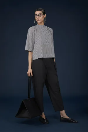 DOPPELGÄNGER Pantalone donna con pence 100% cotone