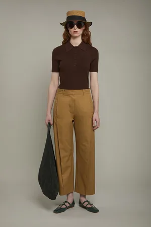 DOPPELGÄNGER Pantalone donna 100% cotone tinta unita regular fit