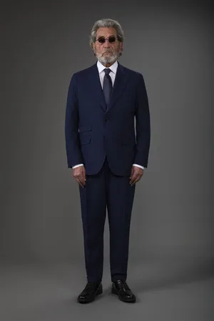 DOPPELGÄNGER Abito uomo monopetto con pantalone ad una pinces e fibbie laterali, in tessuto dal disegno gessato
