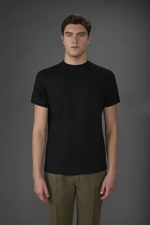 DOPPELGÄNGER T-shirt uomo manica corta in jersey con colletto 100% cotone