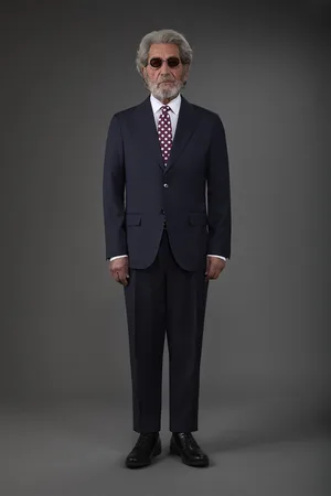 DOPPELGÄNGER Abito uomo monopetto con pantalone classico ad una pince, in 100% lana con tessitura herringbone