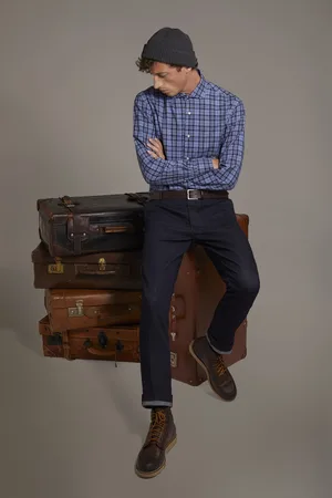 DOPPELGÄNGER Jeans chino uomo regular fit tessuto denim