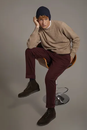 DOPPELGÄNGER Pantalone chino regular fit tessuto in fustagno