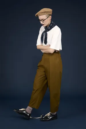 DOPPELGÄNGER Pantalone donna con pence 100% cotone