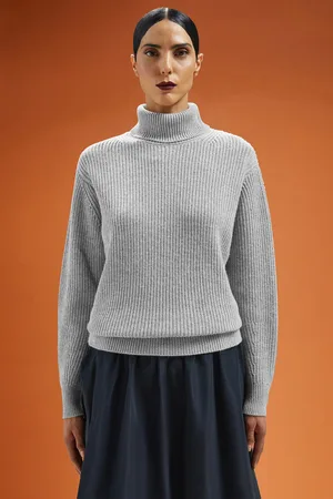 DOPPELGÄNGER Maglia donna a collo alto in costa inglese regular fit