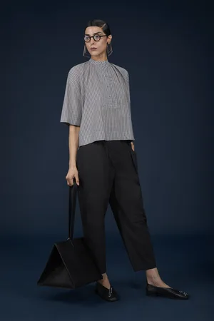 DOPPELGÄNGER Pantalone donna con pence 100% cotone