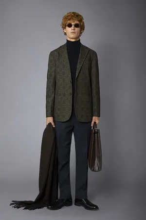 DOPPELGÄNGER Giacca monopetto genderless tessuto principe di galles regular fit