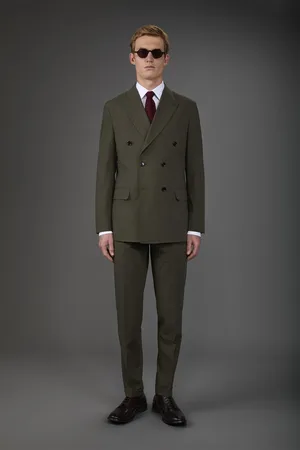 DOPPELGÄNGER Abito uomo doppiopetto con pantalone ad una pinces in tessuto bi-stretch