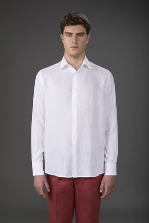 DOPPELGÄNGER Camicia uomo casual collo classico 100% lino