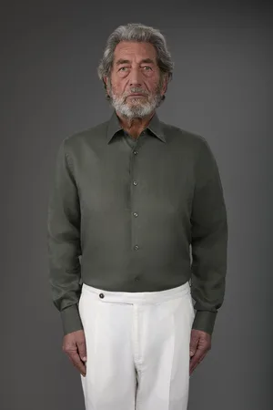 DOPPELGÄNGER Camicia uomo casual collo classico 100% lino