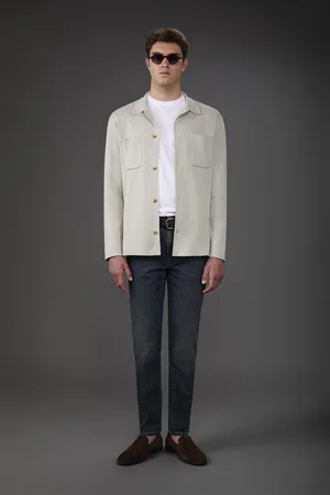 DOPPELGÄNGER Cardigan uomo con tasche a toppa, punto milano 100% cotone a maglia