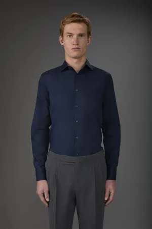 DOPPELGÄNGER Camicia classica collo francese uomo tinta unita fiammato
