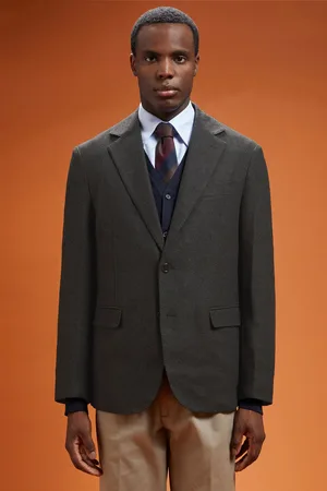 DOPPELGÄNGER Giacca uomo classica monopetto Wool Blend disegno spinato regular fit