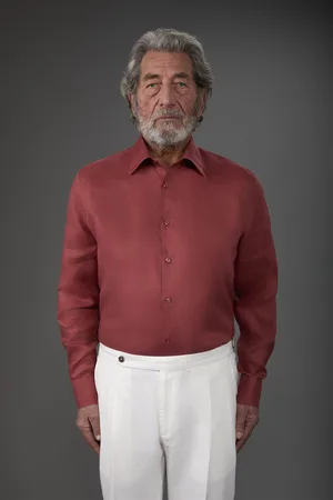 DOPPELGÄNGER Camicia uomo casual collo classico 100% lino