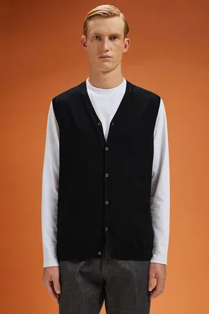 DOPPELGÄNGER Gilet uomo scollo a v 100% lana merino extrafine regular fit