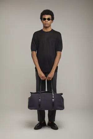 DOPPELGÄNGER Pantalone tecnico uomo con doppia pinces tessuto denim leggero comfort fit
