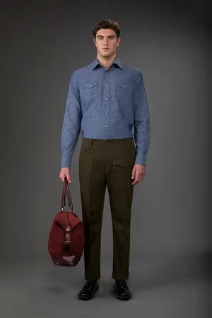 DOPPELGÄNGER Pantalone uomo work in tela diagonale regular fit