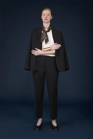 DOPPELGÄNGER Pantalone donna chino con flap sul cinturino in vita
