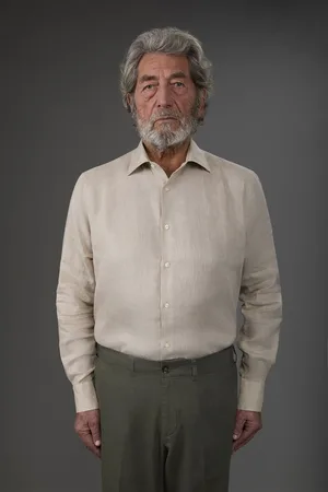 DOPPELGÄNGER Camicia uomo casual collo classico 100% lino