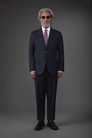 DOPPELGÄNGER Abito uomo monopetto con pantalone classico ad una pince, in 100% lana con tessitura herringbone