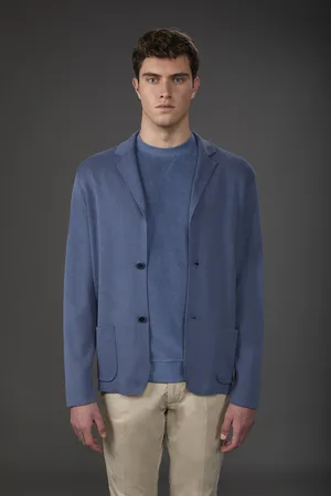 DOPPELGÄNGER Cardigan uomo con tasche a toppa, punto milano 100% cotone