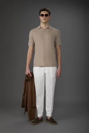 DOPPELGÄNGER Polo uomo in maglia maniche corte con collo derby e 100% cotone crepe