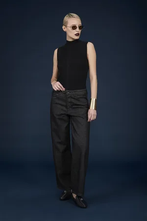 DOPPELGÄNGER Pantalone donna 5 tasche a gamba dritta in denim regular fit