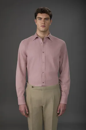 DOPPELGÄNGER Camicia uomo casual collo classico tessuto chambray