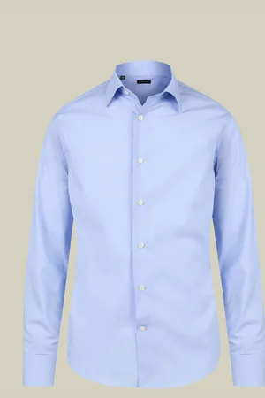 DOPPELGÄNGER Camicia classica uomo con collo classico e tessuto tinto filo micro pied de poule regular fit