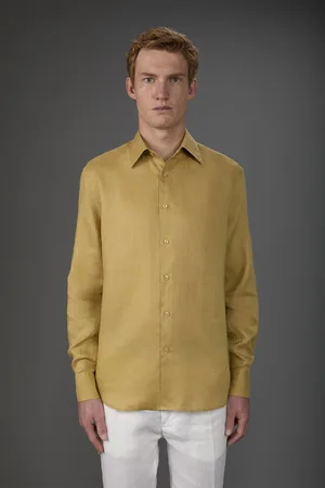 DOPPELGÄNGER Camicia uomo casual collo classico 100% lino