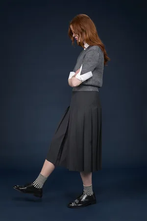 DOPPELGÄNGER Gonna donna longuette a pieghe con zip tinta unita regular fit