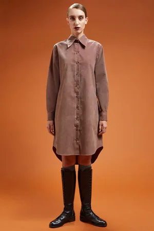 DOPPELGÄNGER Abito donna chemisier in velluto 1000 righe regular fit