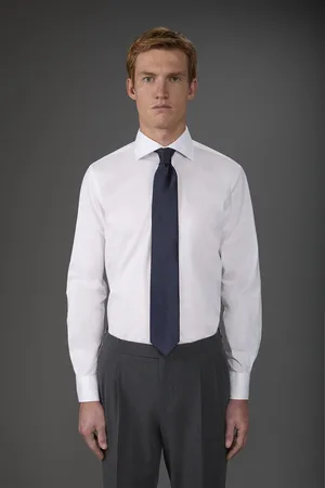 DOPPELGÄNGER Camicia classica collo francese uomo tinta unita fiammato