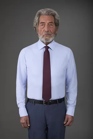 DOPPELGÄNGER Camicia da uomo con colletto classico a righe in tessuto di nylon elasticizzato con costruzione twill