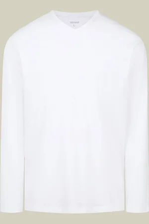 DOPPELGÄNGER T-shirt uomo scollo a v 100% cotone effetto fiammato con maniche lunghe regular fit