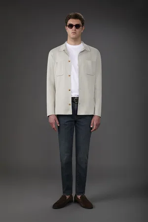 DOPPELGÄNGER Cardigan uomo con tasche a toppa, punto milano 100% cotone a maglia