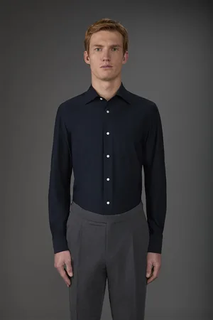 DOPPELGÄNGER Camicia uomo stretch collo classico tessuto in nylon elasticizzato costruzione twill