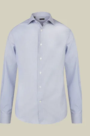 DOPPELGÄNGER Camicia classica uomo con collo classico e tessuto tinto filo a righe regular fit