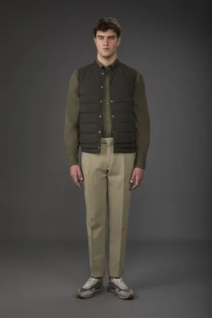 DOPPELGÄNGER Pantalone uomo con doppia pinces e fibbie laterali misto cotone e lino