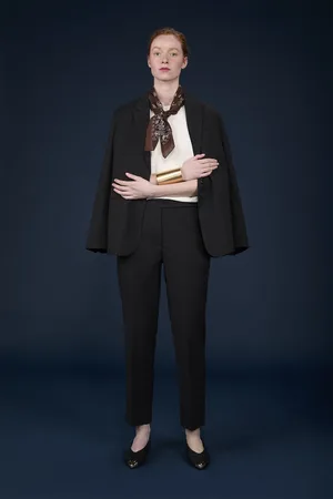 DOPPELGÄNGER Pantalone donna chino con flap sul cinturino in vita