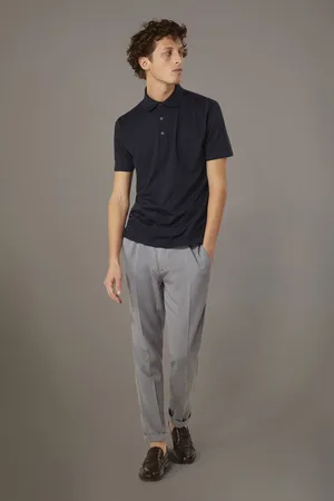 DOPPELGÄNGER Pantalone chino misto lino regular fit costruzione twill