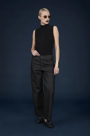 DOPPELGÄNGER Pantalone donna 5 tasche a gamba dritta in denim regular fit