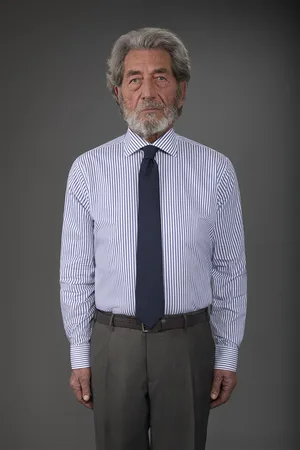 DOPPELGÄNGER Camicia uomo tecnica a righe collo classico adatta ai gemelli